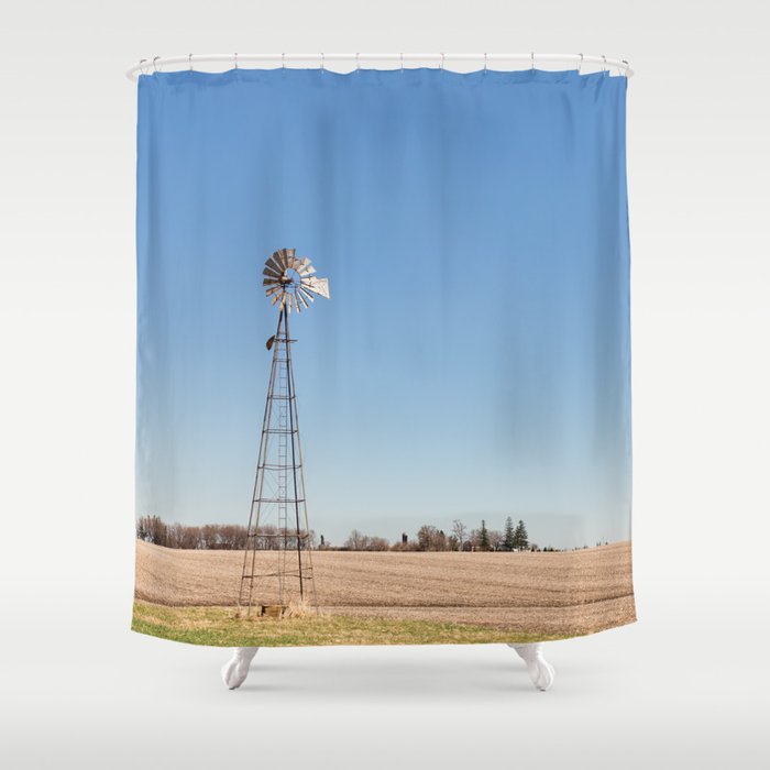 Windmill and Blue Skies Shower Curtain