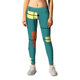 Rounded Rectangles Squares Teal Leggings