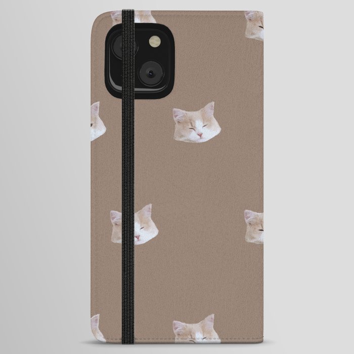 omochi cat monogram illustration version brown iPhone Wallet Case