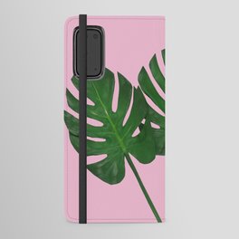 Green Monstera Plants In Pink  Android Wallet Case