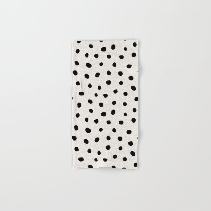 Modern Polka Dots Black on Light Gray Hand & Bath Towel