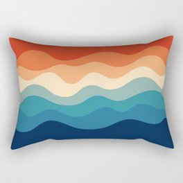 Retro 70s and 80s Mid-Century Minimalist Ocean Waves Pattern Rectangular Pillow