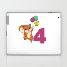 Squirrel Fourth Birthday Balloons Kids Laptop Skin