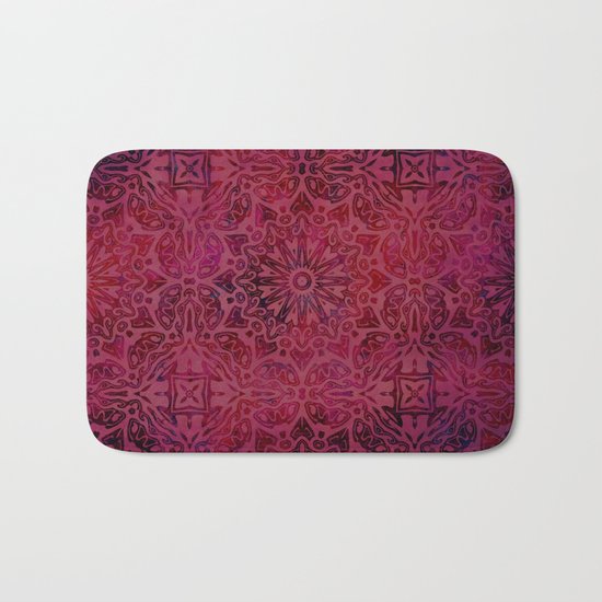 Retro Red textured oriental pattern Bath Mat