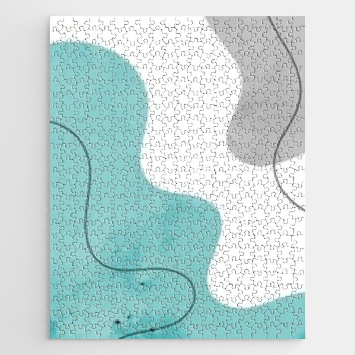 Gray White Teal Background 3 Jigsaw Puzzle