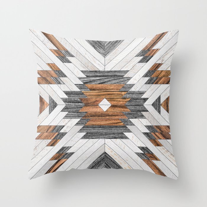 Urban Tribal Pattern - Aztec - Wood Throw Pillow