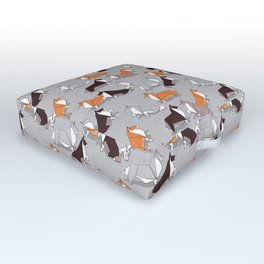 Origami Collie doggie friends Outdoor Floor Cushion | Loyalty, Pattern, Origami, Puppy, Yearofthedog, Graphicdesign, Roughcollie, Geometrics, Orange, Animal 