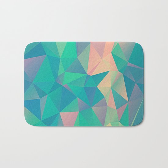Fractured, Colorful Triangles Geometric Shapes Bath Mat