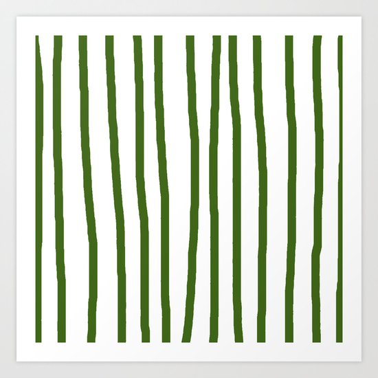 Simply Drawn Vertical Stripes in Jungle Green Art Print