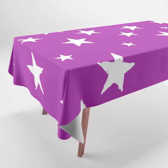 Hand-Drawn Stars (White & Purple Pattern) Tablecloth