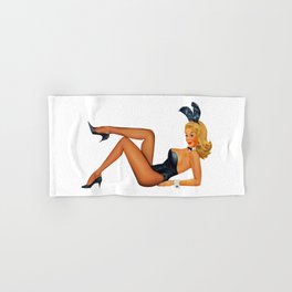 Sexy Pinup Girl Blonde Hair Black Dress Collant Smocking Rabbit Hand & Bath Towel