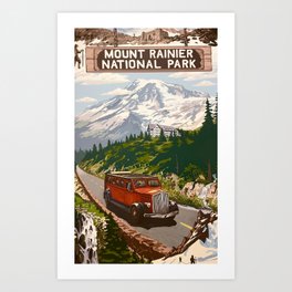 Vintage Mt. Rainier Poster Art Print