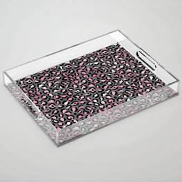 Pink Grey Leopard Pattern Acrylic Tray