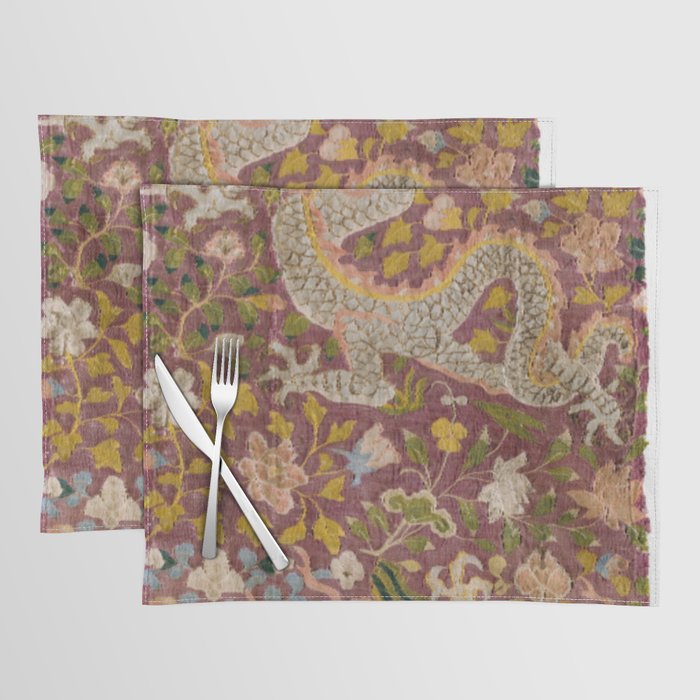 Retro Tapestry With Dragons and Flowers 11th –12th century Eastern Central Asia (Reproduction) Placemat
