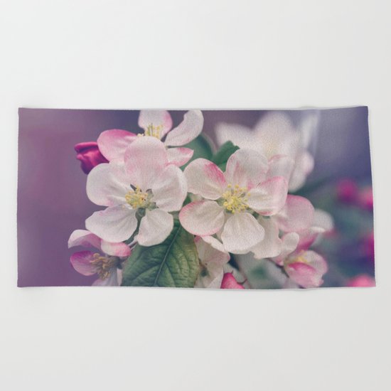 Young Cherry Blossom Flowers Beach Towel