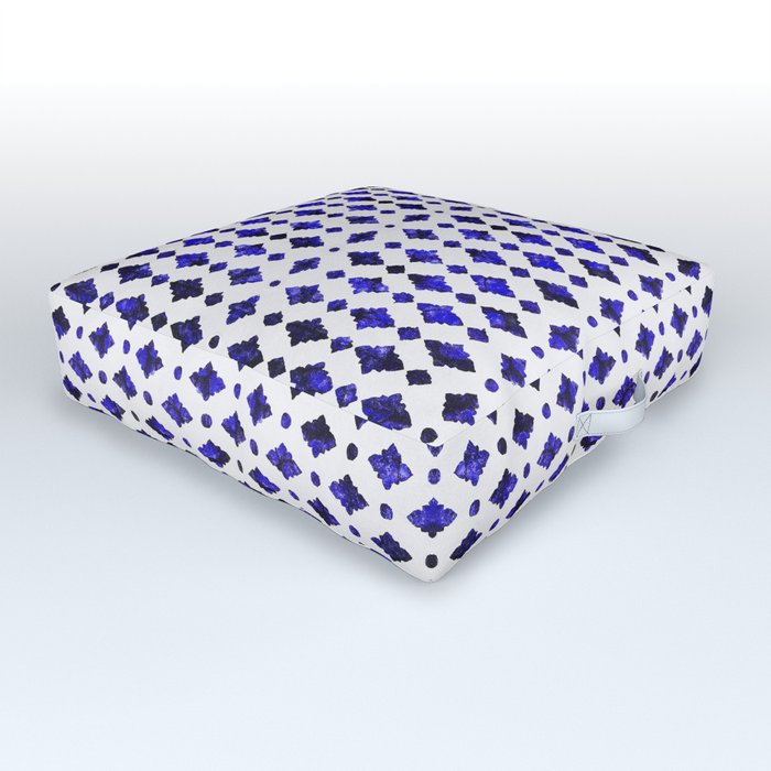 N1 | Royal Blue Traditional Moroccan Arabic Geometric Artwork Outdoor Floor Cushion