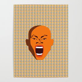 orange color male head screaming face pattern digital art zolliophone Poster