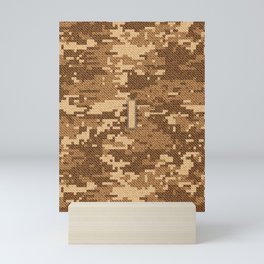 Personalized  I Letter on Brown Military Camouflage Army Commando Design, Veterans Day Gift / Valentine Gift / Military Anniversary Gift / Army Commando Birthday Gift  Mini Art Print