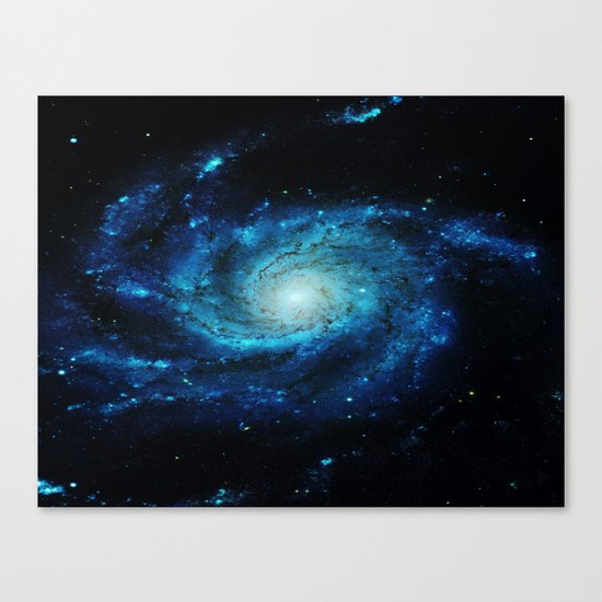 Spiral gAlaxy. Teal Ocean Blue Canvas Print