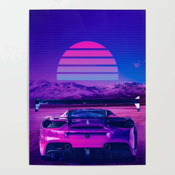 Car Retro Synthwave Poster