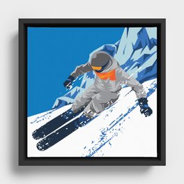 Snow Riding Framed Canvas