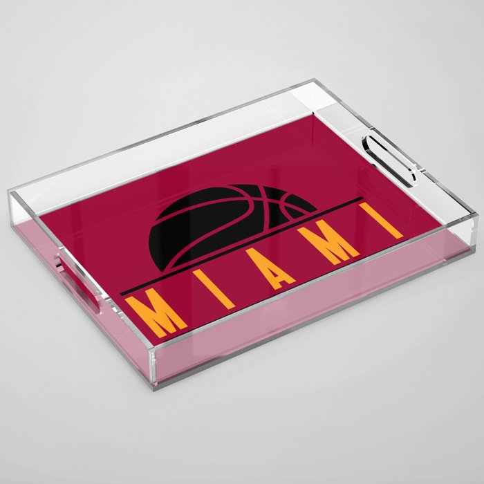 Miami basketball modern logo red Acrylic Tray