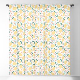 Summer Lemons with Pink Blossoms Blackout Curtain
