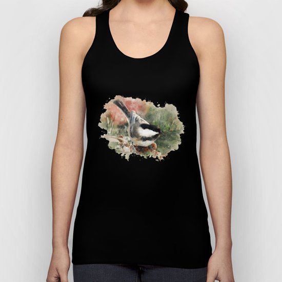 Chickadee Watercolor Art Unisex Tank Top