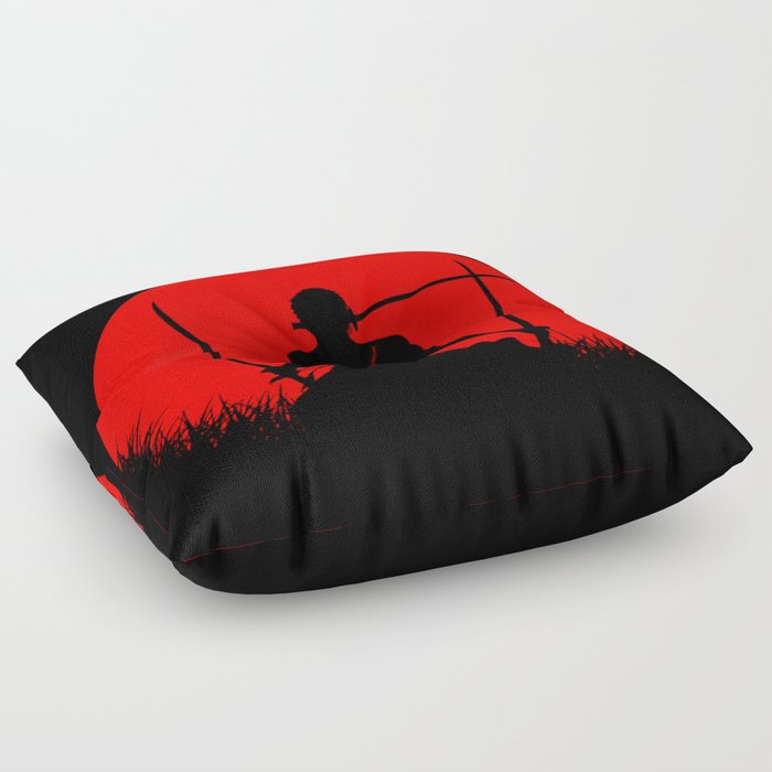 red moon samurai Floor Pillow
