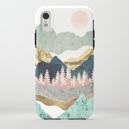 Summer Vista iPhone Case | Digital, Vista, Forest, Nature, Trees, Graphicdesign, Green, Blue, Dream, Gold 