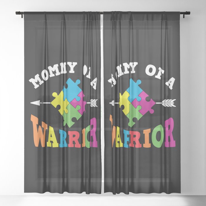 Mommy Of A Warrior Autism Awareness Sheer Curtain