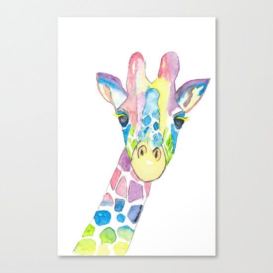 Happy Colorful Giraffe Canvas Print By Artshop77 Society6