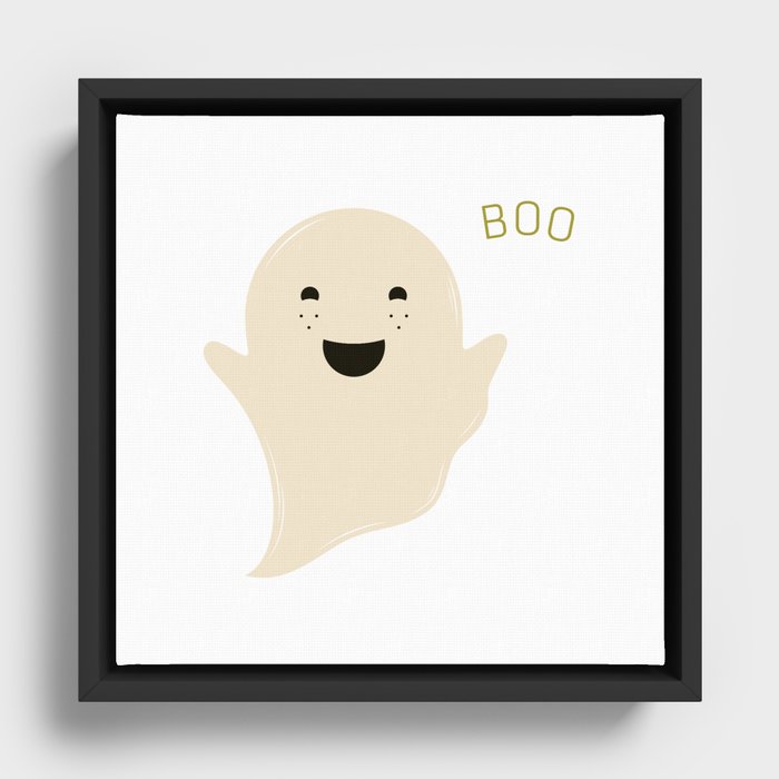 Happy Halloween Ghost Framed Canvas