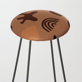 Abstract Organic Shapes - Brown Aesthetic Counter Stool