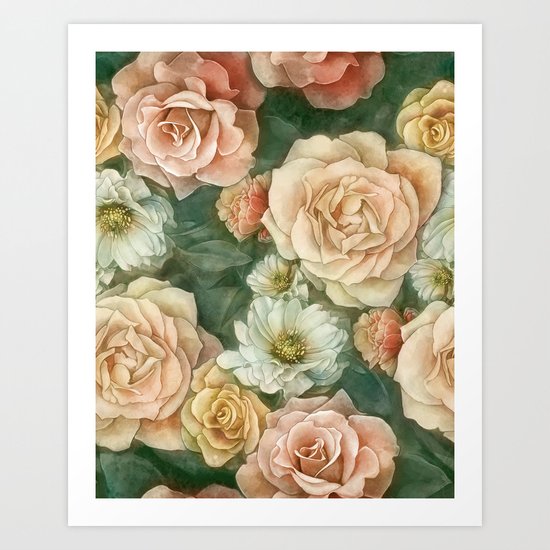 Floral rose pattern Art Print