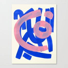 Tribal Pink Blue Fun Colorful Mid Century Modern Abstract Painting Shapes Pattern Canvas Print