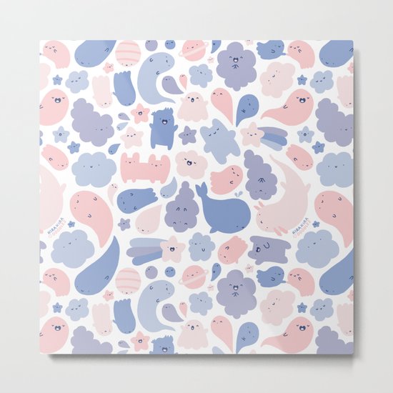 Colors Of The Year Doodle - Rose Quartz & Serenity - Pantone Metal Print