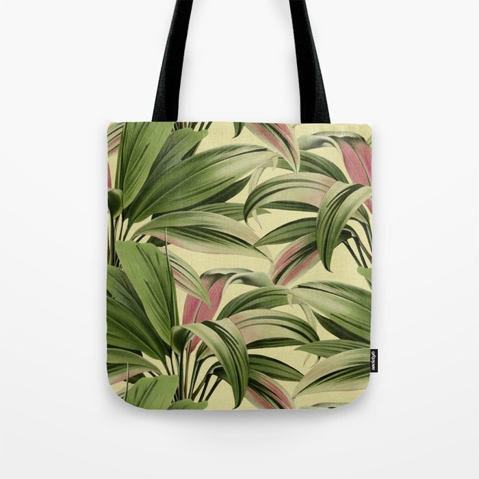 Tropical Palm Leaves Pattern - Watercolor - Cream Linen Tote Bag