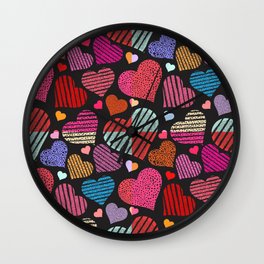 Mixed Colorful Hearts Wall Clock
