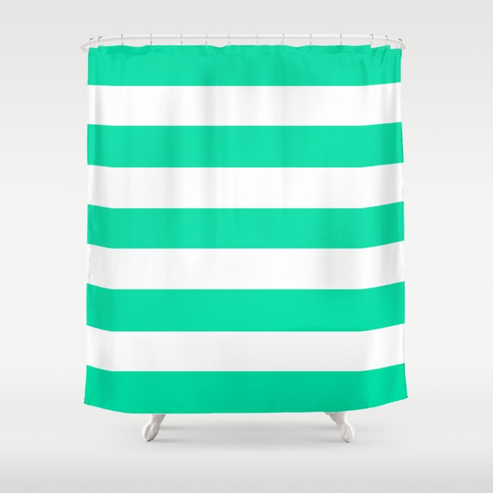 Asda Green 1985 Solid Color White Stripes Pattern Shower