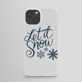 Let It Snow Blue Glitter Typography Winter iPhone Case