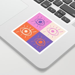 Mystic Eyes Checker Sticker | Colorful, Trendy, Mystic, Boho, Pink, Eyes, Graphicdesign, Eye, Pattern, Purple 