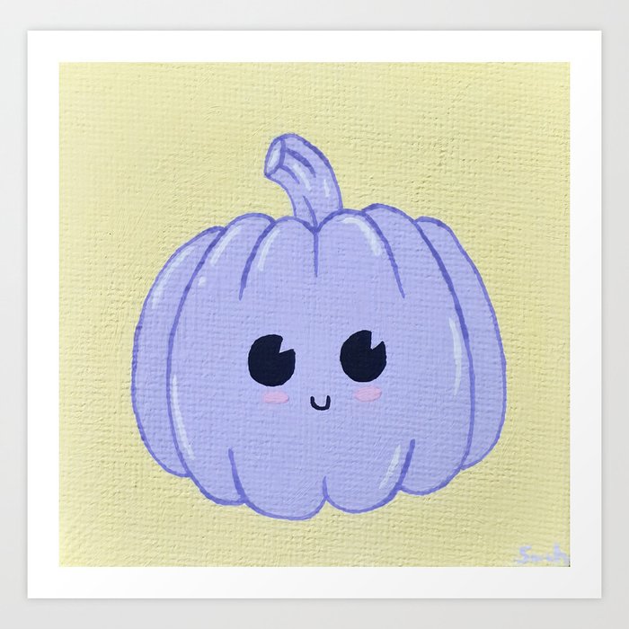 happy pastel purple pumpkin Art Print