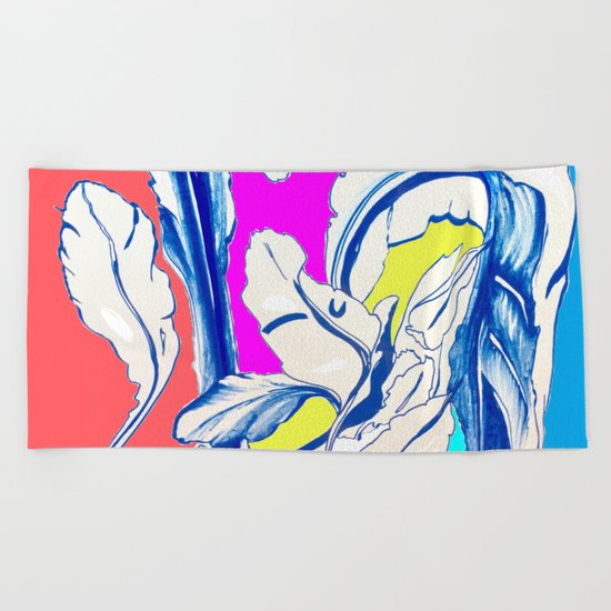 Plant in Blue Marker - Leaf of Life Miracle Leaf - Colorful Beach Towel