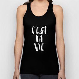 C'est La Vie black and white watercolor typography wall art home decor handwritten bedroom art inspo Unisex Tank Top