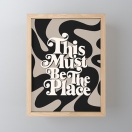This Must Be The Place - 70s, Vintage, Retro, Abstract Pattern (Black & Beige) Framed Mini Art Print