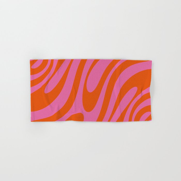 Wavy Loops Colorful Retro Abstract Pattern in Bright Magenta Hot Pink Red Hand & Bath Towel