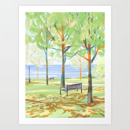 Leif Erikson Park Art Print | Ocean, Peaceful, Curated, Acrylic, Calm, Holiday, Oil, Green, Digital, Lake 