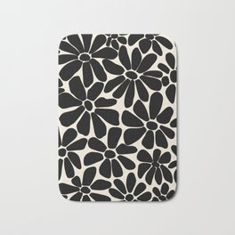 Black and White Retro Floral Art Print  Bath Mat