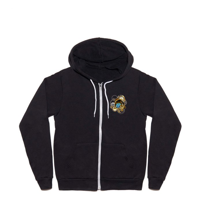 Mechanical Snail with Antique Clock Full Zip Hoodie